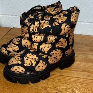 Black and Orange Patterned Boots